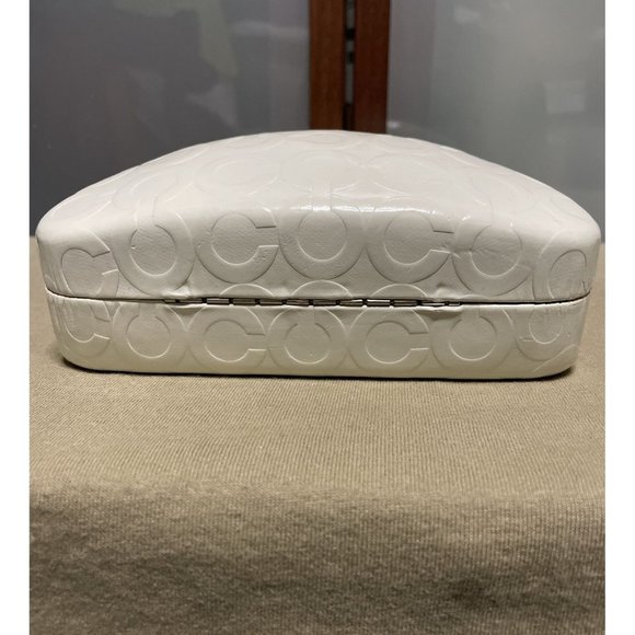 Coach Sunglasses Eyeglass White Signature Monogram Leather Hard Clamshell Case - Picture 3 of 8